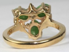 PACG 14K GOLD HIGH QUALITY JADE DIAMOND RING SIZE 8 – 5 GRAMS