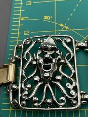 Vintage Selini Panel Bracelet Clown Jester Abstract Modernist Silver Tone 5 Link
