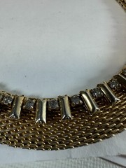 Vintage Necklace Hattie Carnegie Panther Link Rhinestone Collar Signed 15 in