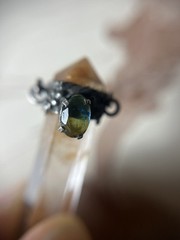 Sterling Silver Rutilated Quartz Pendent With Blue Topaz V318