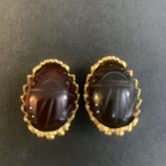 Metropolitan Museum of Art MMA Clip On Earrings Scarab Egyptian Revival Goldtone