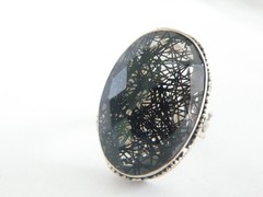 Heavy Sterling Silver 925 Rutilated Quartz Chunky Statement Ring Size 7