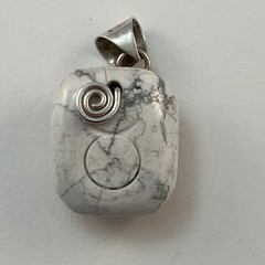 Vintage 925 Sterling Silver White Howlite Pendant Slide Southwestern