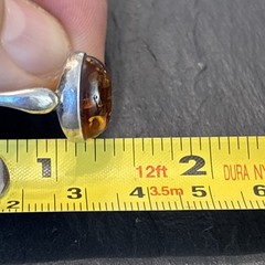 Sterling Silver 925 Vintage GOD Signed Baltic Amber Ring Sz 8 Modernist