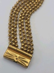 Vintage Art Deco Brass Multistrand BB Ball Bead Chain Bracelet 7″ 1930s Ornate