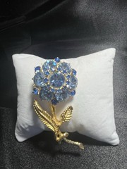Vintage Edlee Blue Flower Brooch-Signed