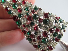 Vintage Rhinestone Christmas Tree brooch pin Large