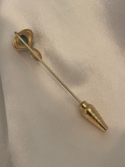 Vintage Gold Filled Stick Pin with Blue Oval Cabochon Women’s Hat/Lapel Brooch