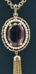 Vintage Avon Amethyst Glass Faux Seed Pearls Victorian Style Necklace 29″