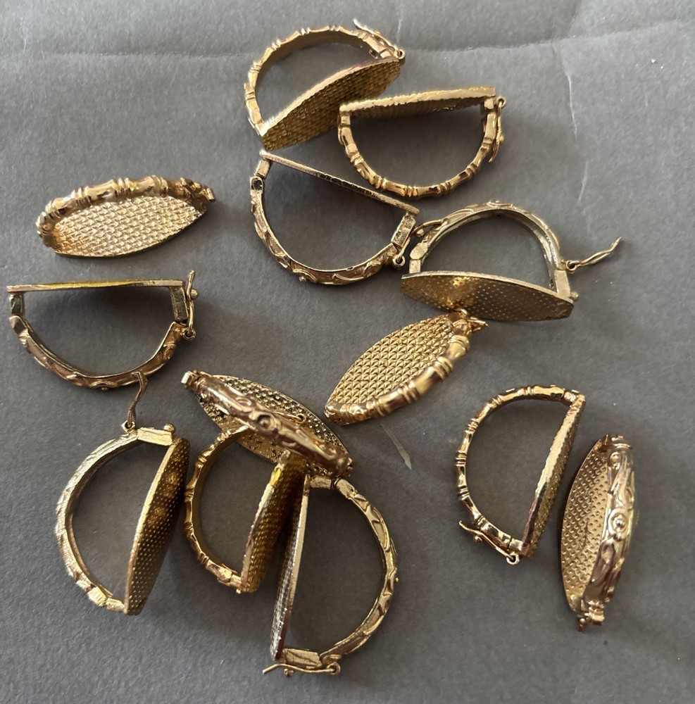 Vtg 14k Gold Plated Scarf Ring/clip 12 Pcs. , Attach Your Own Cabochon!