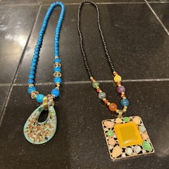 Lot Of 2 Colorful Costume Jewelry Necklaces Long