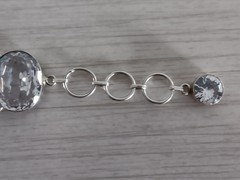 Sterling Silver Large Faceted Clear Crystal Round Link Bracelet Heavy 6 3/4″-8″