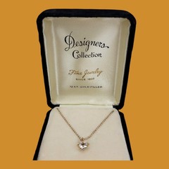 Marathon Necklace 12K Gold Filled Vintage Crystal Solitaire 1978 Box Provenance