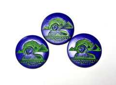 Vintage Czech Egyptian Revival Blue Lapis Glass Sphinx Round Cabochons Cabs 32mm