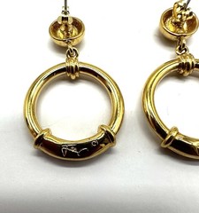 Vintage Jackie Collins Dangle Hoop Earrings Rhinestones Enamel Gold Tone