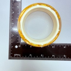 Chunky Vintage Asian Dragon White and Gold Lucite Bangle Bracelet 7.5″ Boho