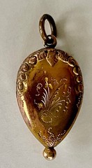 Antique Victorian Vintage Gold, Ruby, Turquoise, Pearl Flower Charm Pendant