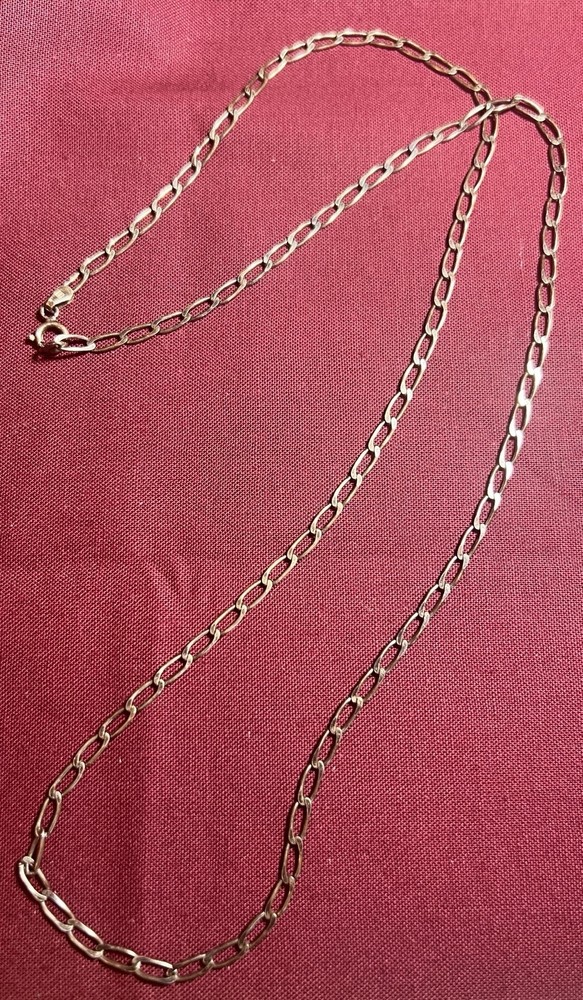 VTG 925 Sterling Silver Square S Hallmarked Elongated Curb Chain Necklace 7.44g