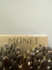 Vintage Monet Clip Earrings Semi Precious Stones (rubies) MSRP: $60 In 1980s