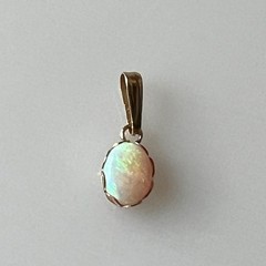 Natural Australian Pin Fire Opal Pendant Necklace, 14K Solid Gold, 0.95 CTW