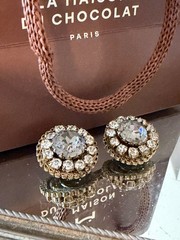 Vintage Austria prong set rhinestone cluster clip earrings