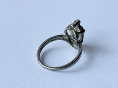 Vintage Sterling Silver 925 Emerald Bird Eagle Band Unique Ring Size 5.75