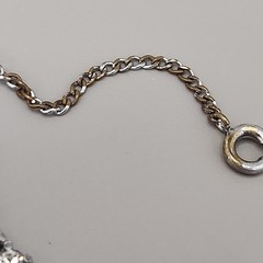Vintage Rhinestone Bracelet Blue Clear Tapered Silver Tone Safety Chain 6.5″