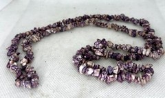 Long Strand Necklace -Natural Garnet Beads Agate -32 in