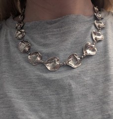Vintage Anne Dick Sterling Silver 925 Disc Necklace w Hook Clasp – 18″