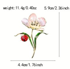 WHIMSICAL GARDEN FLORAL BROOCH W/ LADYBUG DETAIL NWOT