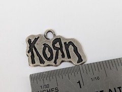 Vtg 1990’s KORN Charm Pendant Pewter Metal Rock Band NuMetal Necklace Bracelet