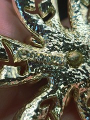 Vintage Sarah Coventry 1967 Fashion Flower Brooch Gold Tone Pink Rhinestone Pin