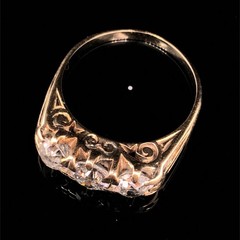 Victorian 1.50 Carat Old European Cut 3 Stone Diamond Half Hoop Band 18K Gold