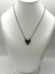 Vintage Sabika Necklace – Purple & Pink Crystal Pendant, Signed Statement Chain