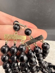 Vintage Black Glass Beaded Layered Necklace 24”