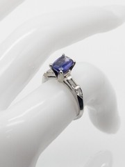 Estate $5000 Certified 1.50ct Blue Purple NO HEAT Sapphire Diamond Platinum Ring