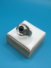 Vintage Sterling Silver and Black Onyx Ring Sz 7.25