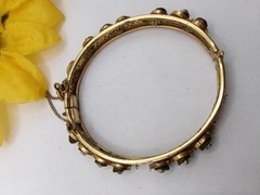 Signed Miriam Haskell Baroque Wired Pearls Hinged Bracelet~Safety Chain~6.5″