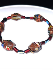 Vintage “Millifiori” Art Glass Bead Necklace 26 Inch and Bracelet 7.75 Inches