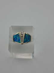 Atasay Kuyumculuk Turkish Sterling Silver Lab Fire Opal CZ Ring Size 7.25
