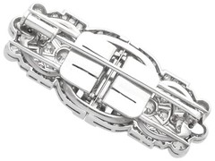 1.52Ct Aquamarine and 2.92Ct Diamond, 18k White Gold Double Clip Brooch