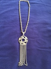Vintage Sarah Coventry Brutalist MCM Necklace Fringe Silvertone