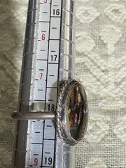 Antique Painted Crystal Spanish Dancer Silver Ring England Size 8