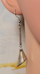 Chic Rustic Silvertone 3″ Long Earrings New French Ear Wires Antiqued Rod & Cone