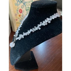 Vintage Sterling Silver Rose Pink Quartz Toggle Clasp Necklace 17.75”