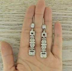 Art Deco Drop Women’s Earrings 2.8 Ct Simulated Diamond 14K White Gold Over
