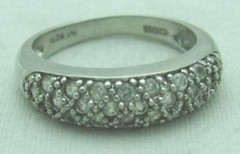 LOVELY ESTATE CHAPAL-ZENRAY 3-ROW WHITE STONE STERLING SILVER BAND RING, SZ 6.75