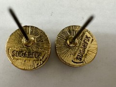 GOLD SILVER PLATED SIGNED SUGAR FIX SUGARFIX POST EARRINGS