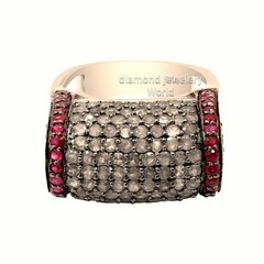 Vintage Style 2.59ctw Rose Cut Diamond Ruby Studded Silver Gorgeous Ring Jewelry