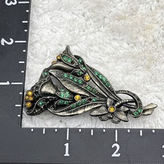 Vintage Pot Metal Brooch Silver Tone Flower Pin AS IS 2.5″